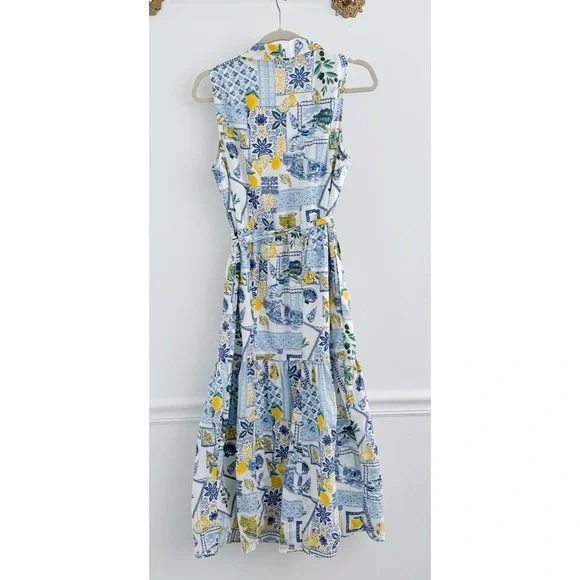 J.Crew Factory Collared Patchwork Beachy Tiered Cotton Midi Dress - Picture 8 of 8